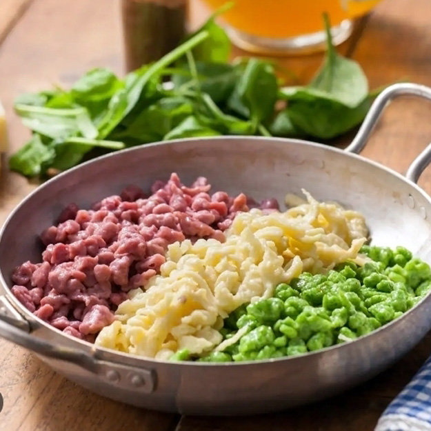 Бюджетный рецепт на обед: шпецле со шпинатом или черемшой